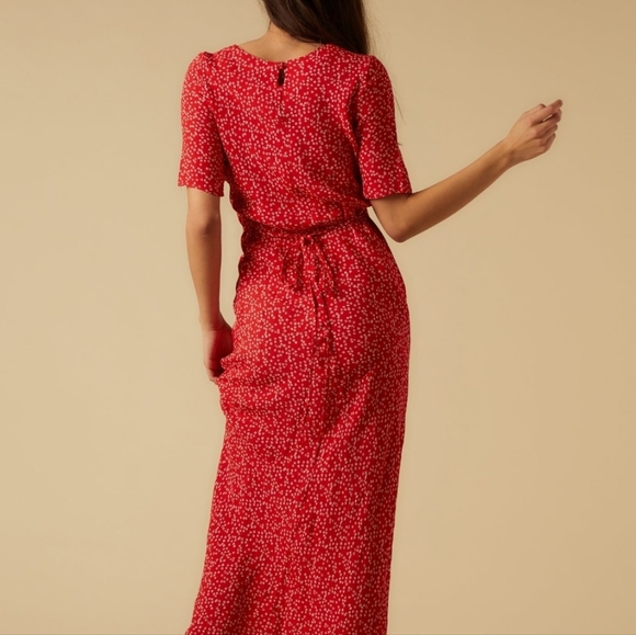 Reformation Saskia Red Ditsy Floral Maxi Dress Size Small Made In California - Picture 3 of 12